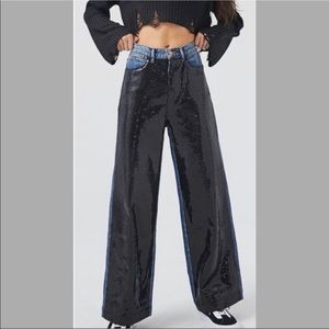 •Urban Outfitters• Sequin High Rise Wide Leg Jeans